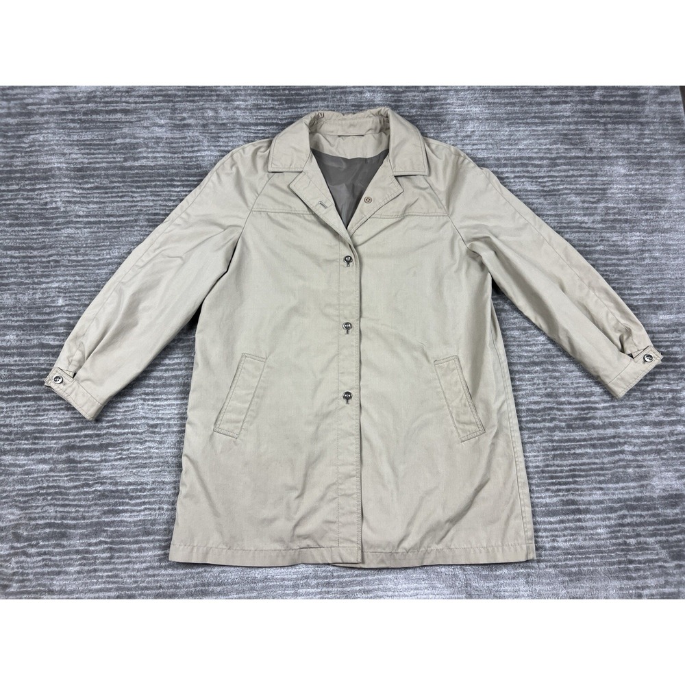 Sears Trench Coat Women 16 Khaki The Fashion Place Vintage Cotton Blend Classic